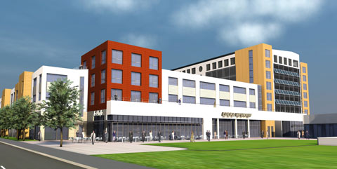 Neubau eines Bahnhofskomplexes mit Einkaufszentrum, in PYTHA visualisiert