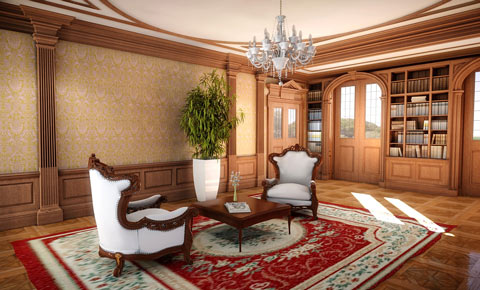 Opulentes Wohnzimmer auf Long Island, mit PYTHA geplant
